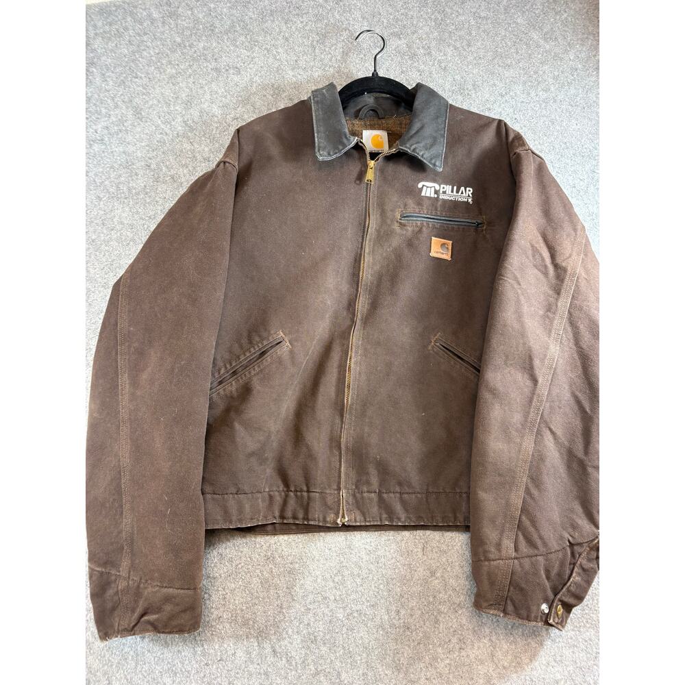 VINTAGE Y2K Carhartt Mens Detroit Sandstone Duck Jacket Brown Blanket Lined 2XL